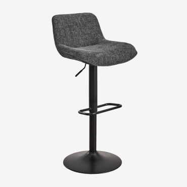 Adjustable High Stool With Metal And Fabric Backrest Igarasi Grey - Black - Sklum