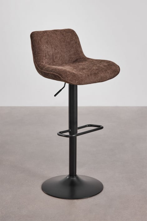 2-Pack adjustable high stools with backrest in chocolate brown fabric and black legs Igarasi - Black - Brown Chocolate