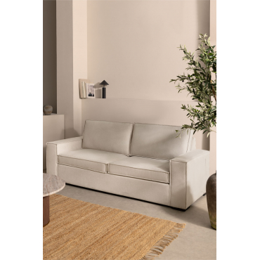 3-seater Sofa Bed Oleguer Fabric Cream Beige - Sklum