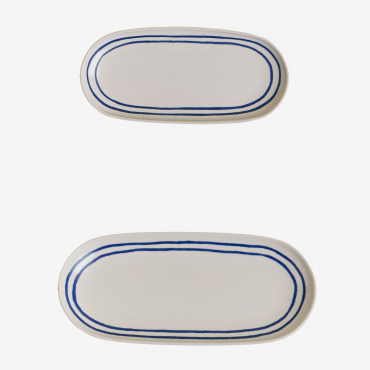 Set Of 2 Trays In New Bone China Isolda White - Sklum