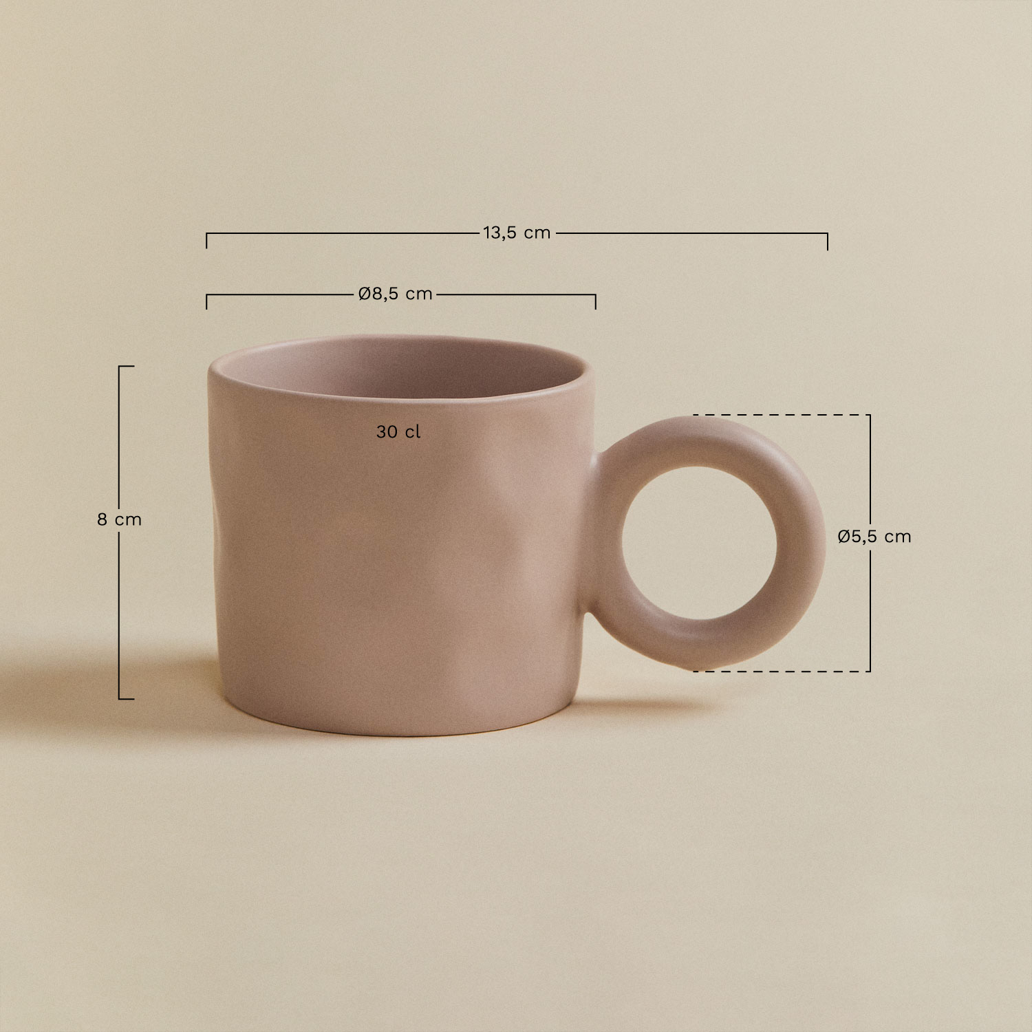 Pack of 2 coffee mugs in new bone china 30 cl Guisla, medidas