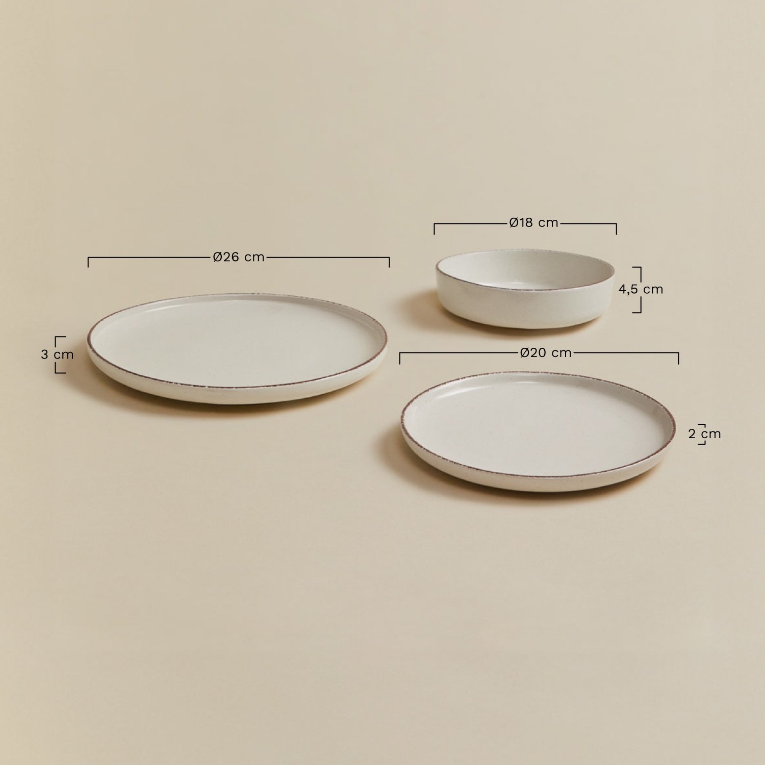 12-piece stoneware dinnerware set Ronilena, medidas