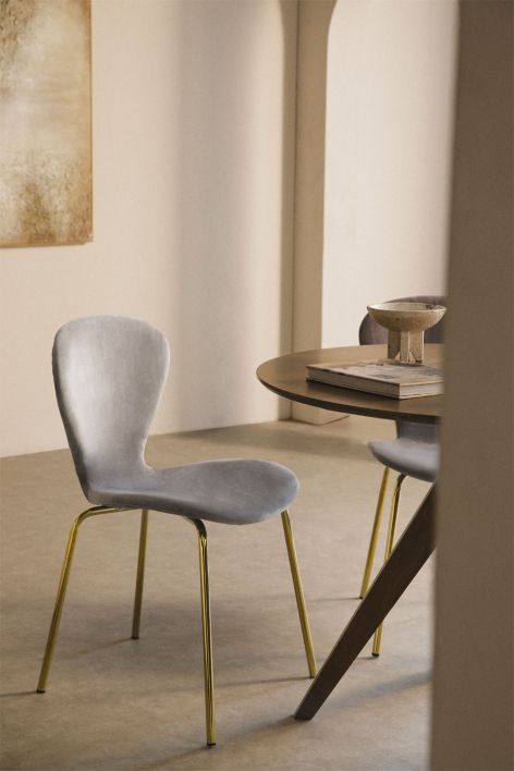 Uit velvet stackable dining Chair - Light Grey