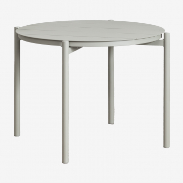 Round Dining Table Ø110 Cm In Aluminum Elton Green Khaki - Sklum