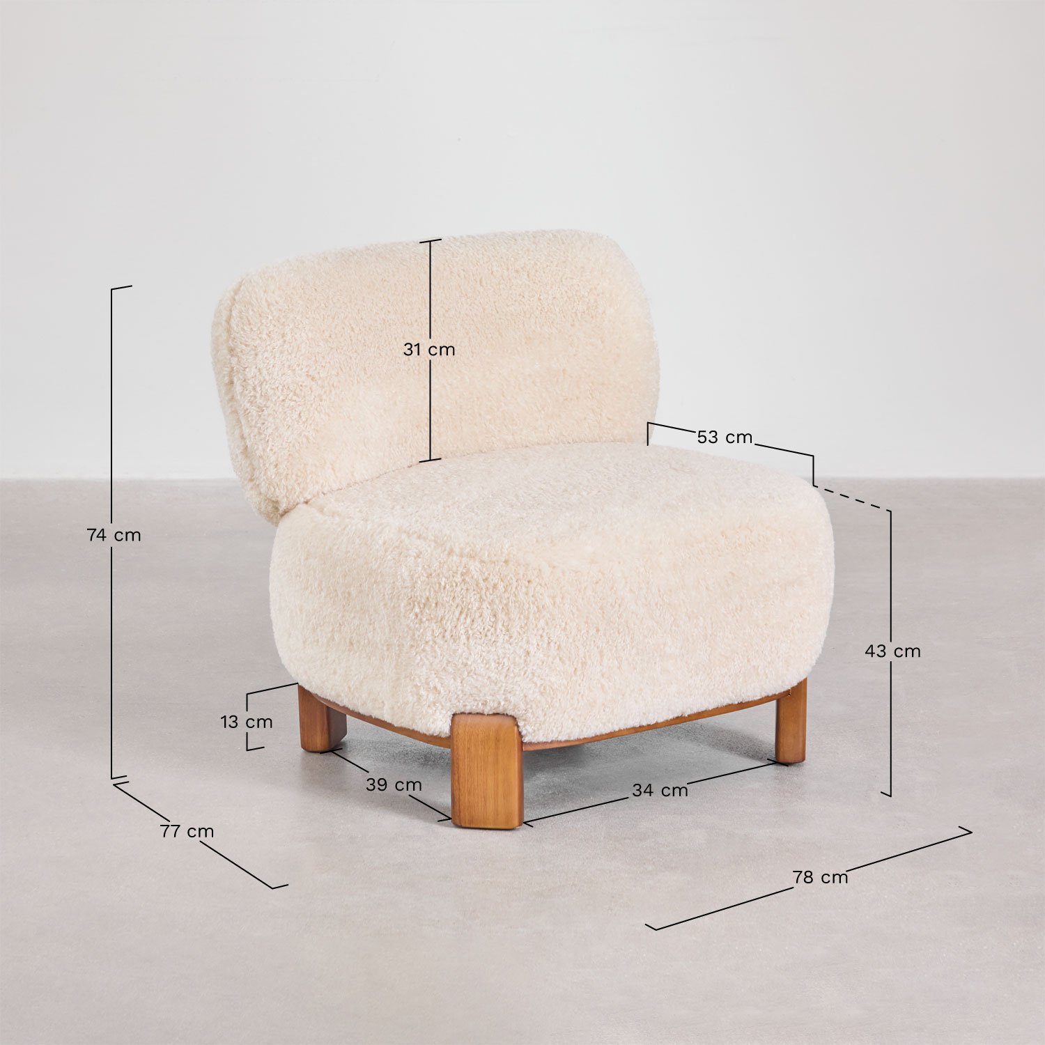 Pack of 2 Eldred upholstered rubberwood armchairs, medidas