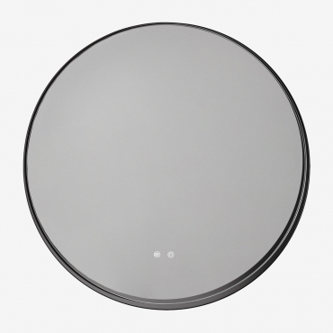 Round Bathroom Wall Mirror With Led Light And Anti-fog (ø80 Cm) Kimacs Black - Sklum