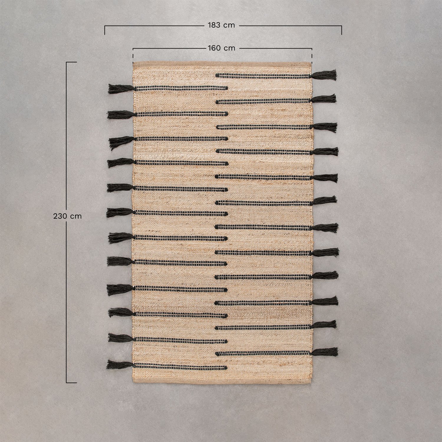 Jute and Plamena Fabric Rug           , medidas