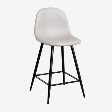 Pack Of 4 Glamm Faux Leather High Stools Light Grey Taupe & ↑65 Cm & Black - Sklum