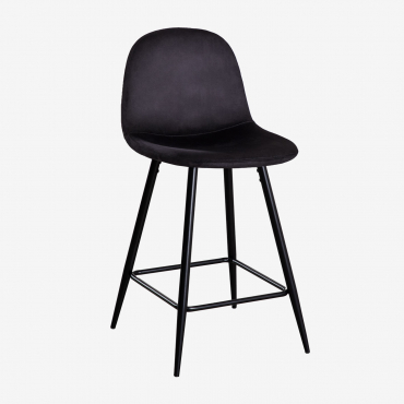 Glamm Velvet High Stool Black & ↑65 Cm & Black - Sklum