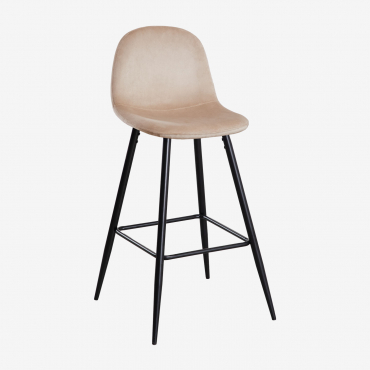 Pack Of 2 High Stools In Glamm Velvet Brown Wheat & ↑75 Cm & Black - Sklum