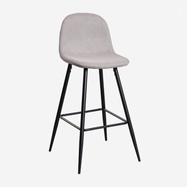 Pack Of 4 Glamm High Stools Grey Concrete & ↑75 Cm & Black - Sklum