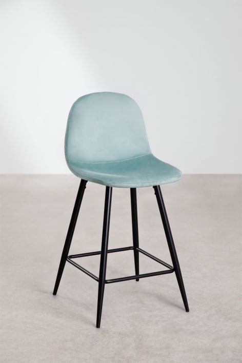 4-Pack high stools 65 cm in fir green velvet and black legs Glamm - Green Fir