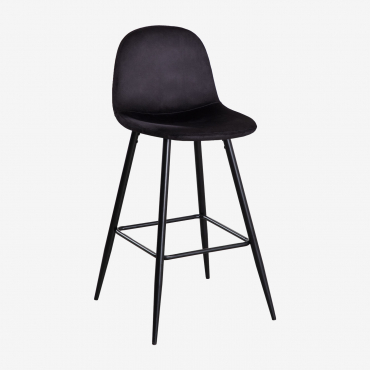 Pack Of 4 High Stools In Glamm Velvet Black & ↑75 Cm & Black - Sklum