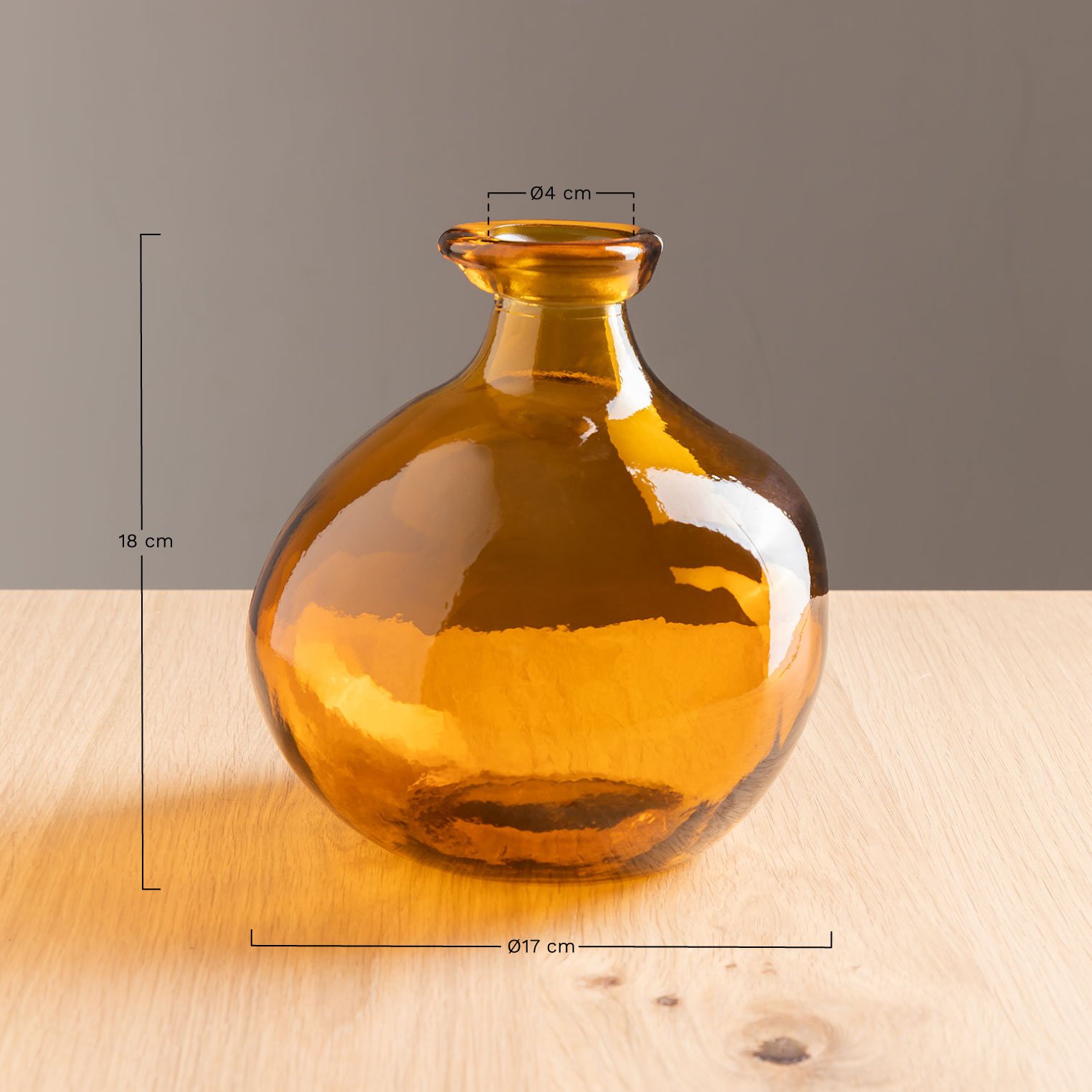 Recycled Glass Vase 18 cm Jound, medidas