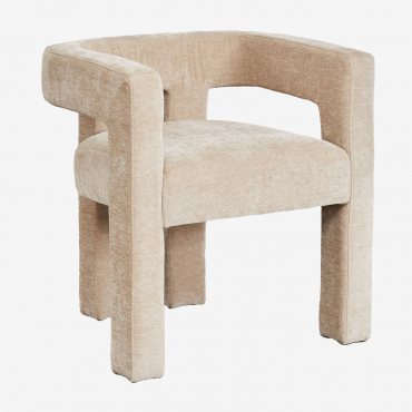 Pack Of 4 Liara Upholstered Dining Chairs With Armrests Latte Brown Thick Chenille - Sklum