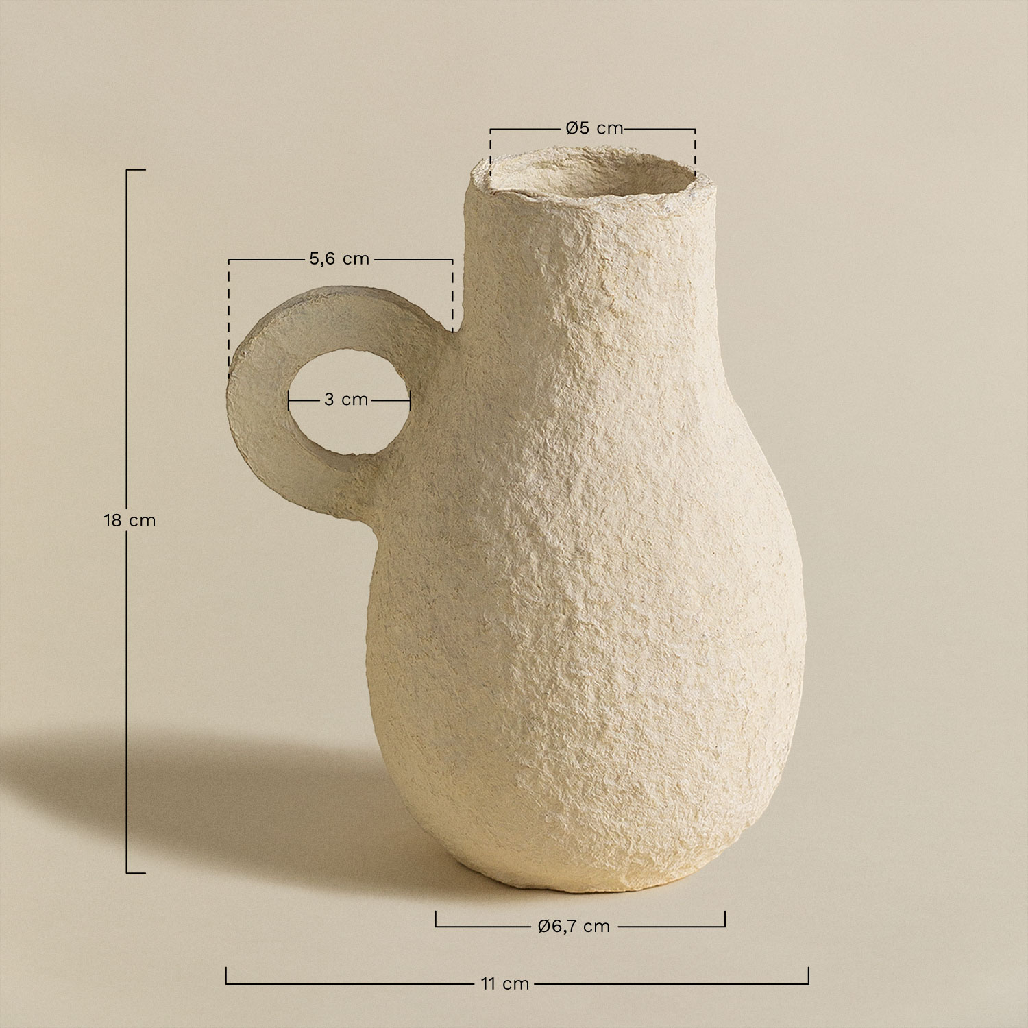 Delores decorative papier-mâché vase, medidas