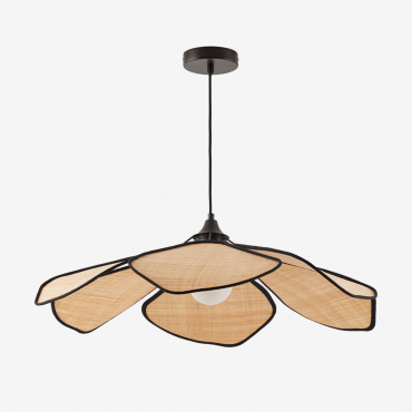 Benavid Pendant Ceiling Lamp Ø100 Cm & Raffia Natural - Black - Sklum