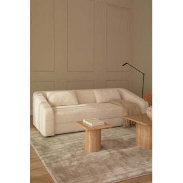 Dalila 3-seater Sofa Bed In Bouclé Fabric Off White Bouclé Fabric - Sklum