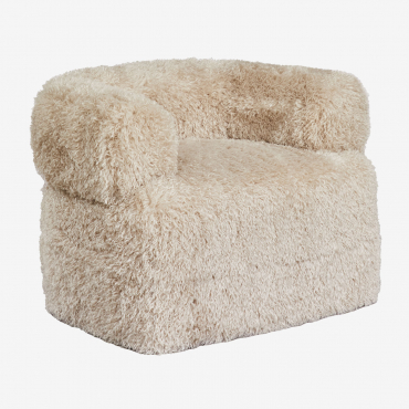 Neda Synthetic Fur Armchair Synthetic Hair Cream Beige - Sklum