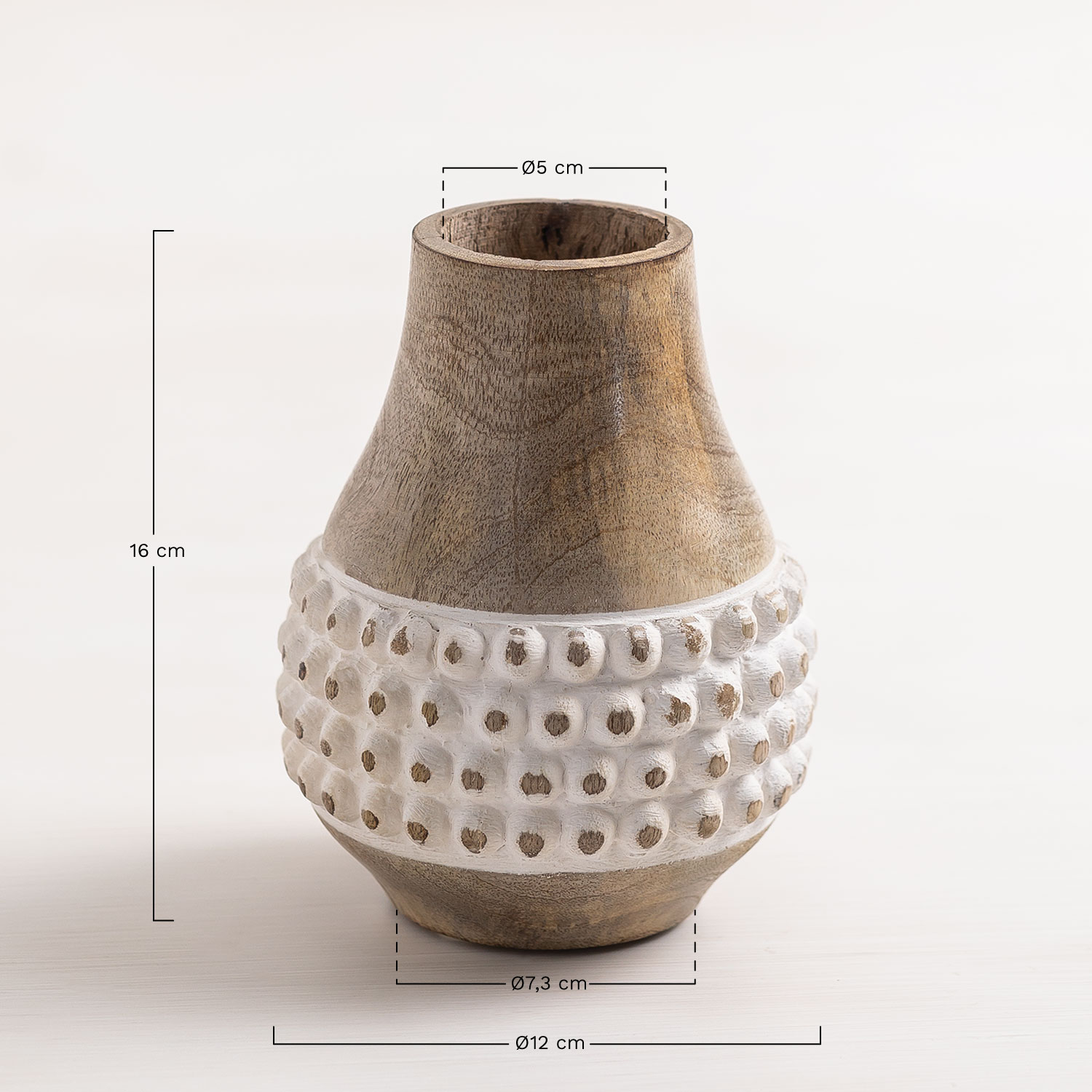 Biala mango wood vase       , medidas