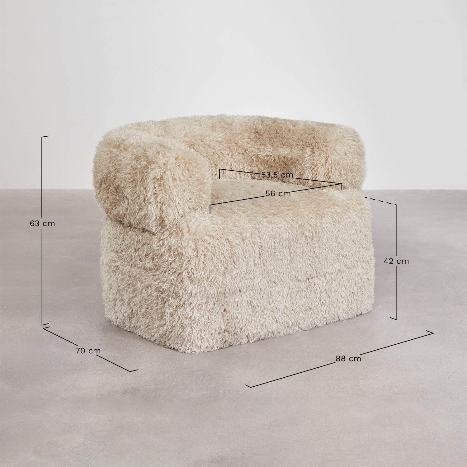 Neda synthetic fur armchair, medidas