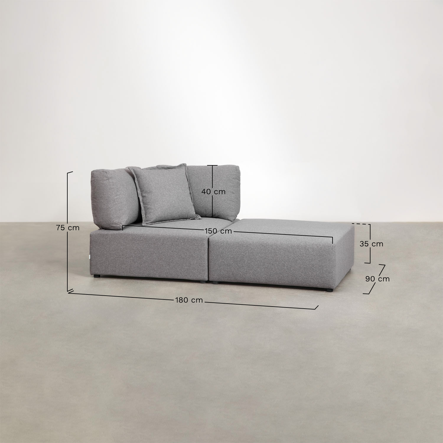Kata modular armchair with pouf, medidas