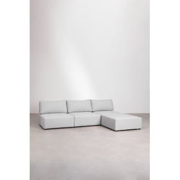 3-piece Modular Sofa With Kata Pouf Cream Beige - Sklum