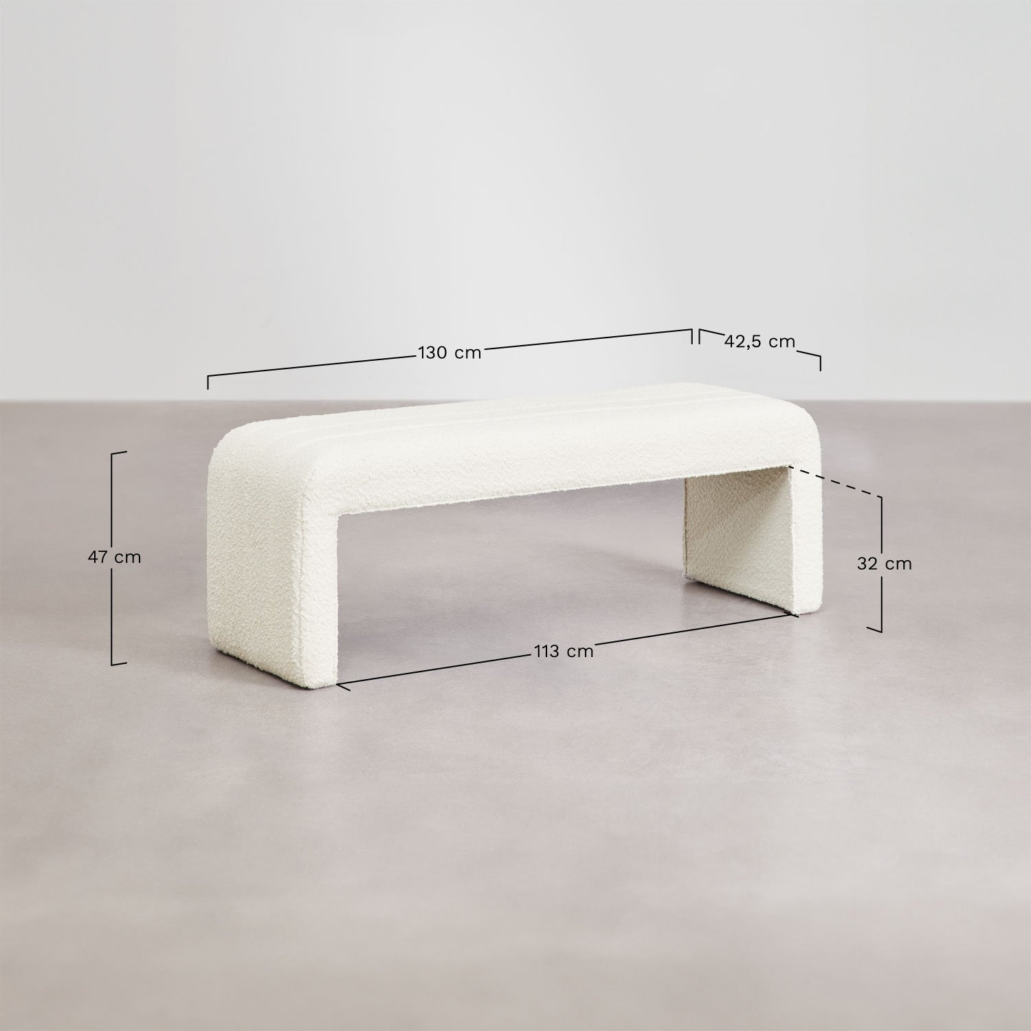 Vera Curly Cloth Bank, medidas