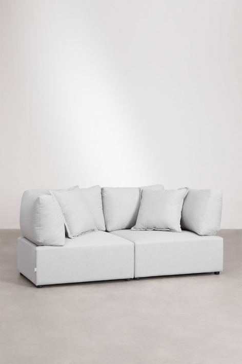 2-piece modular sofa with 2 Kata corner chairs - Fabric Cream Beige