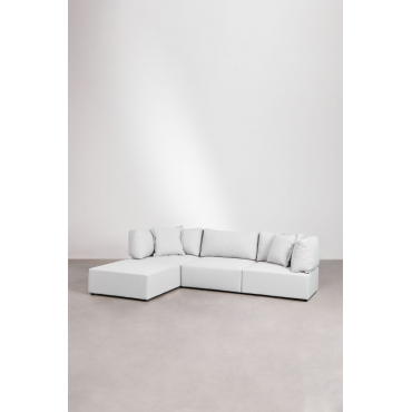 3-piece Modular Sofa With 2 Corner Chairs And Kata Pouf Cream Beige - Sklum