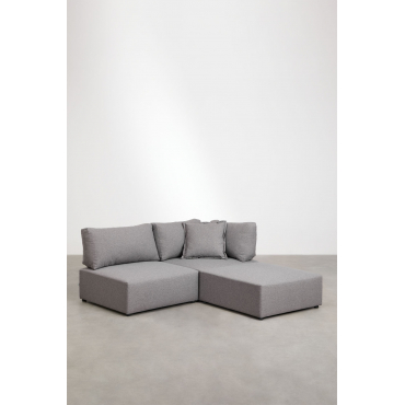 2-piece Modular Corner Sofa With Kata Pouf Grey - Sklum