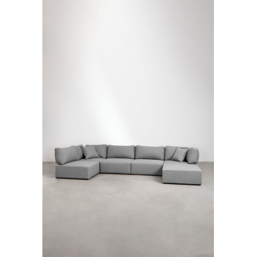 5-piece Modular Corner Sofa With Kata Pouf Grey - Sklum