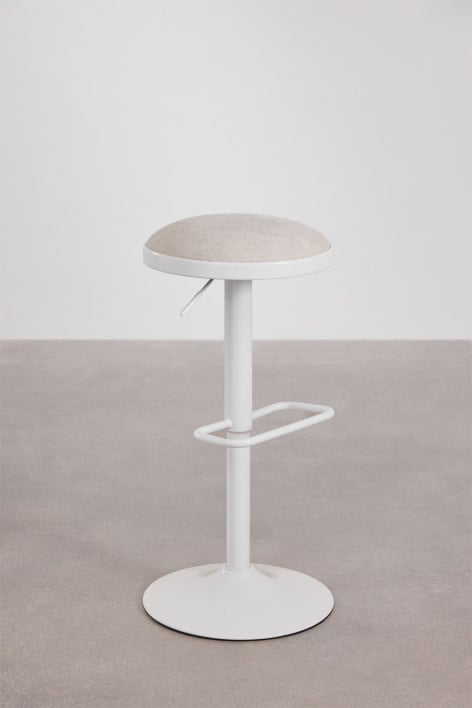 2-Pack adjustable high stools in tapioca beige fabric and white legs Igarasi - White - Tapioca Beige