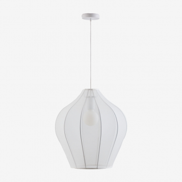 Belisa Hanging Ceiling Lamp In Metal And Fabric White & Ø60 Cm - Sklum