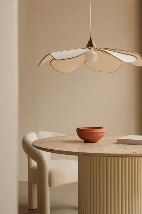 Ceiling lamp Ø75 cm in linen and cotton rustic beige linen - brown wheat Benavid
