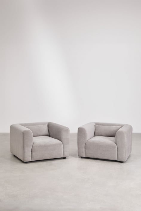 Pack of 2 Fogler armchairs - Corduroy Light Grey Taupe