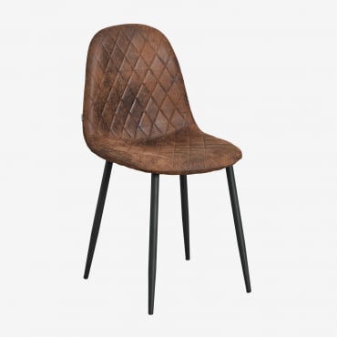 Glamm Faux Leather Dining Chair Coffee Diamond & Black - Sklum