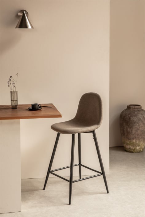 High stool 65 cm in taupe grey fabric and black legs Glamm