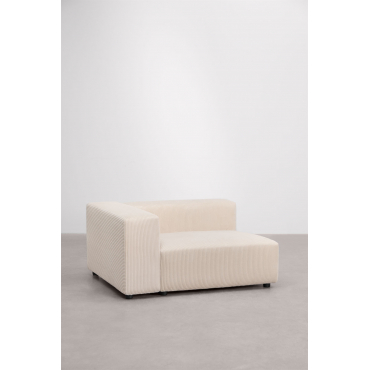 Left Corner Module (135x113 Cm) With High Armrest For Bruna Modular Sofa Corduroy Beige Nature - Sklum