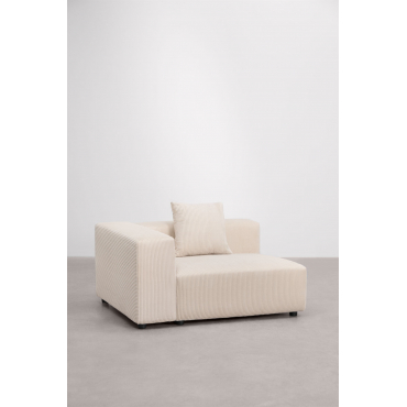Left Corner Module 135x113 Cm With High Armrest And Cushion For Bruna Modular Sofa Corduroy Beige Nature - Sklum