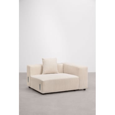Right Corner Module 135x113 Cm With High Armrest And Cushion For Bruna Modular Sofa Corduroy Beige Nature - Sklum