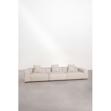3-piece Modular Sofa (↔︎375 Cm) With Low Armrest Bruna Corduroy Beige Nature - Sklum