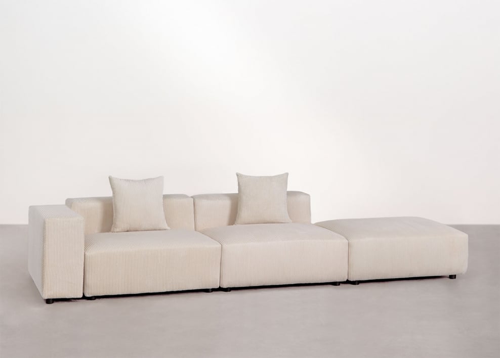 2-piece left corner modular sofa with low armrest and ottoman ↔︎345 cm Bruna