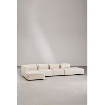 Fogler 4-piece Modular Corner Sofa With Right-hand Divan And Pouf Corduroy Beige Nature - Sklum