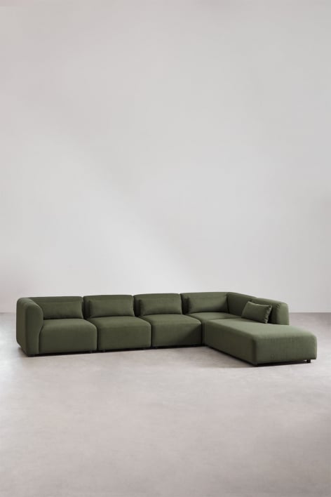 Fogler 5-Piece Modular Sofa with Right Chaise - Chenille Green Sage