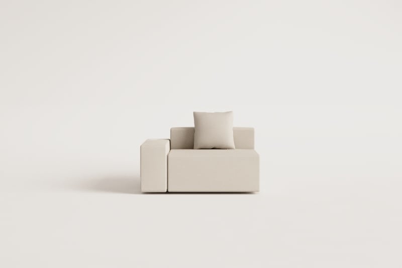 Left corner module (135x113 cm) with low armrest and cushion for Bruna modular sofa