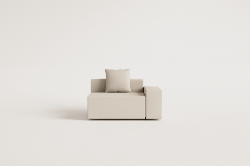 Right corner module (135x113 cm) with low armrest and cushion for Bruna modular sofa