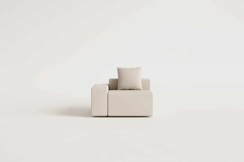 Left corner module (115x113 cm) with low armrest and cushion for Bruna modular sofa