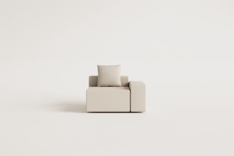 Right corner module (115x113 cm) with low armrest and cushion for Bruna modular sofa