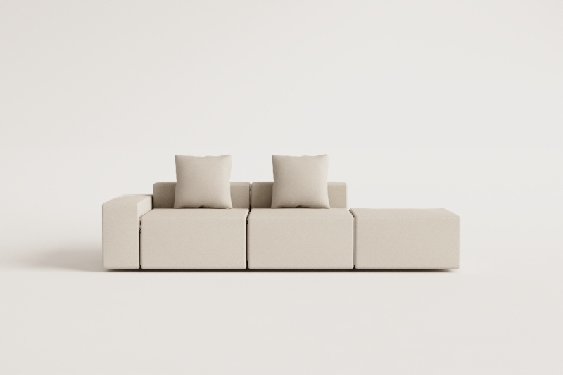 2-piece left-hand modular corner sofa with low armrest and pouf (↔︎285 cm) Bruna